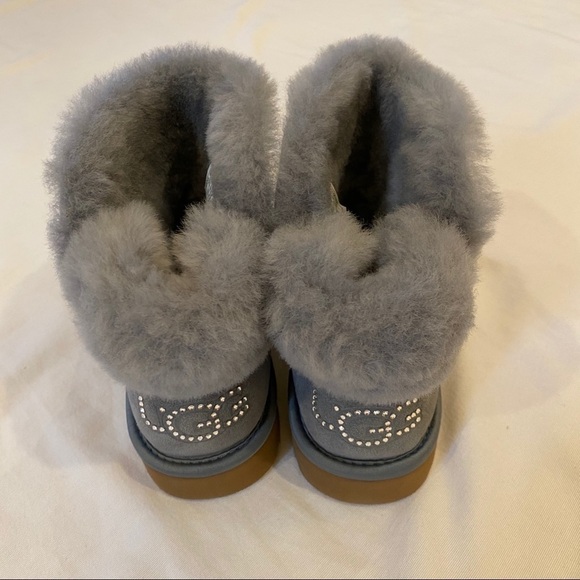 NWOT~UGG Women Mini Bling Swarovski Crystal Gray Boots Size 8 - Picture 2 of 11